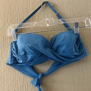 Lands End Size 10 VLTA Bandeau Bikini SWIM TOP 390286 Turquoise Blue Strapless
